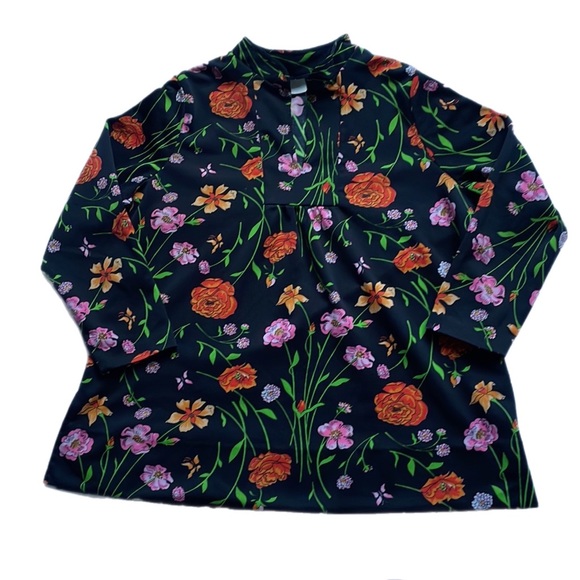 Vintage 80s Floral retro Flowy Babydoll Blouse - Picture 4 of 13